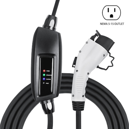 Lectron EV Charger, NEMA 5-15, Level 1, 110V, 16 Amp, with 21 ft Extension Cord, Compatible with J1772 EVs EVCharge5-15N